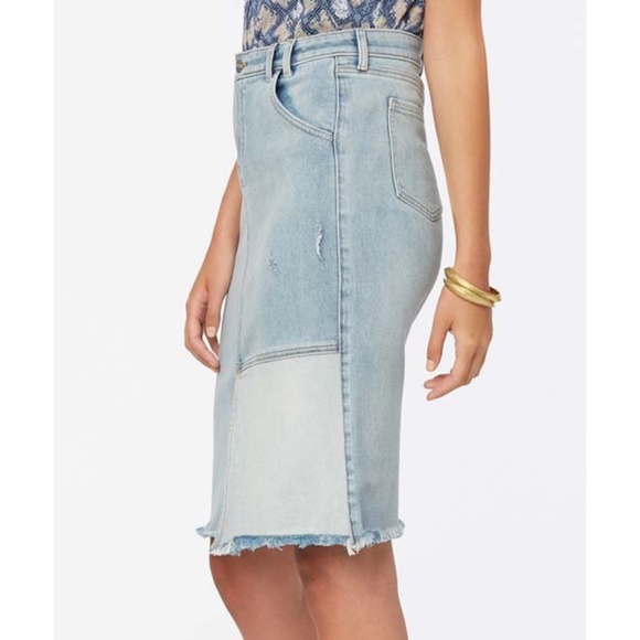 NEW NYDJ Denim Skirt Destructed Radiance 12 - Picture 5 of 17